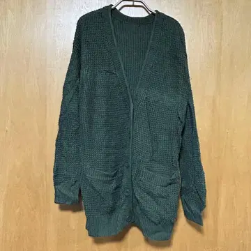 다크 그린 니트 가디건 큼직한 니트 프리 사이즈
