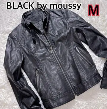 BLACK by moussy 램 가죽 라이더 블랙 스탠드 카라 M