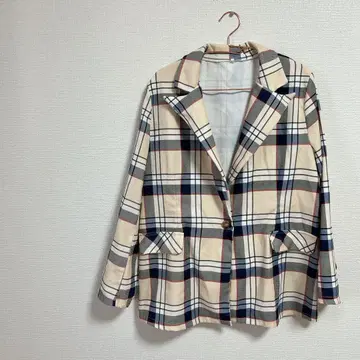 체크 무늬 테일러드 자켓 긴팔 멋쟁이