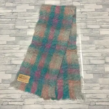 스코틀랜드제 모헤어 75% 머플러 스톨 파스텔 컬러 체크 무늬