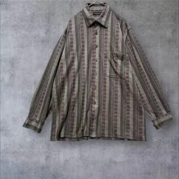 a2527 [리델 그레이스 간토] 캐주얼 셔츠 스트라이프 브라운 계열 M