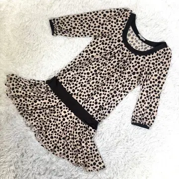 내추럴 뷰티 베이직 [M] 도트 원피스 7부 소매 플레어 베이지