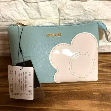 MARY QUANT 스카이블루 파우치 꽃 디자인