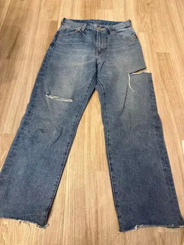 로데오 크라운 와이드 보울 데미지 데님 M 사이즈