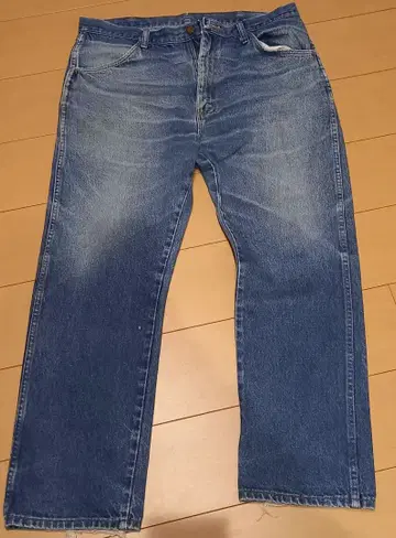 블루 데님 스트레이트 팬츠 버튼 플라이