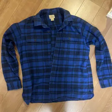 L.L.Bean XL 플란넬 셔츠 파랑과 블랙 체크