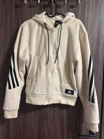 adidas 후드 부착 후드티 XS 크림색