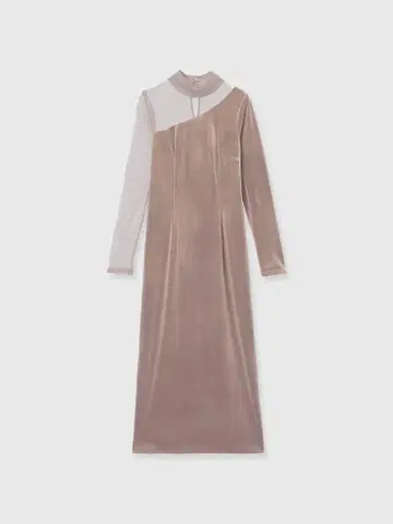 [새상품] anuans 시어 콤비 타이트 원피스 핑크 베이지