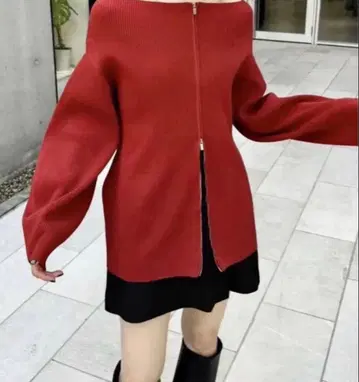 [ mystic ] 오프숄더 ZIP 가디건 사이즈 1