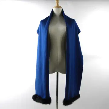 Sarli Tricot 대형 퍼 포함 스톨 울 100% 숄 방한