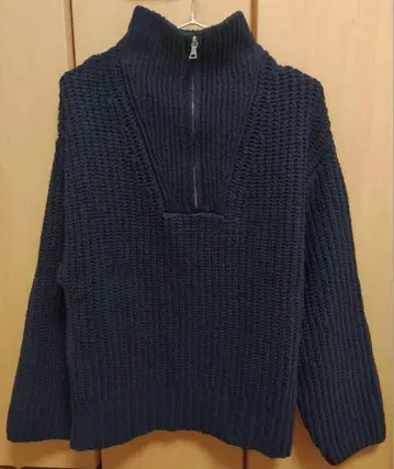 CLEL 볼륨 멜란지 하프 집업 니트 남성용