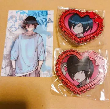 단간론파 사이하라 슈이치 하트형 아크릴 배지 특전 브로마이드 시크릿