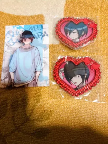 단간론파 사이하라 슈이치 하트형 아크릴 배지 특전 브로마이드 시크릿