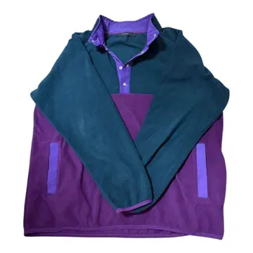 RAGEBLUE 하프 스냅 플리스 풀오버 L 그린 x 퍼플