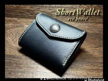 천연 가죽 3단 폴더형 지갑 바이커 남성용 숏 컨초 블랙 가죽 지갑