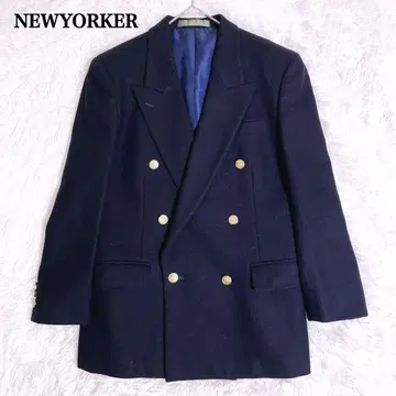 NEWYORKER 골드 버튼 더블 네이비 블레이저 테일러드 자켓 M