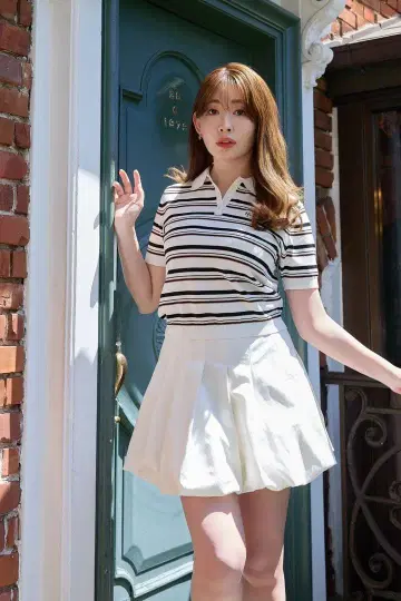 Her lip to / Bubble Cotton Mini Skirt
