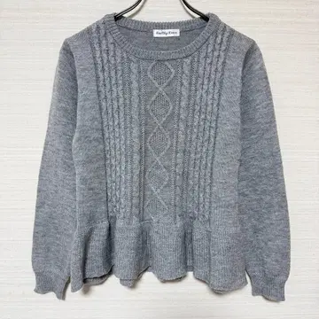 헬시 카렌 밑단 프릴 니트 스웨터 L 그레이 내추럴