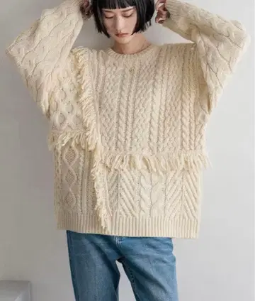 로리즈팜 케이블 프린지 LONG 기장 니트