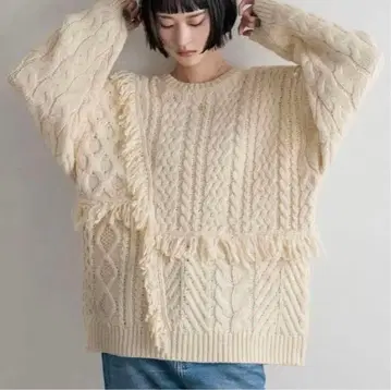로리즈팜 케이블 프린지 LONG 기장 니트
