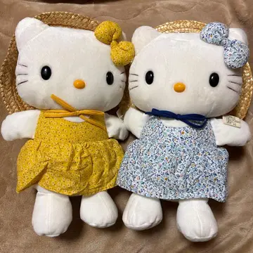 헬로키티 봉제 인형 밀짚모자 2체 세트 새상품급 레어