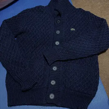 라코스테 아란 트렐리스 가디건 네이비 포켓 니트 스웨터