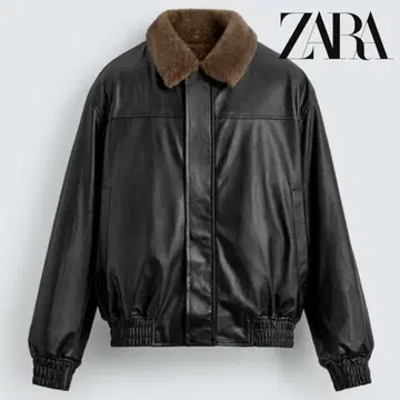 ZARA 리버서블 페이크 가죽 자켓 블랙