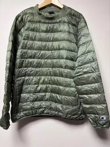Champion 다운 자켓/L/나일론/카키/무지/C8-N639