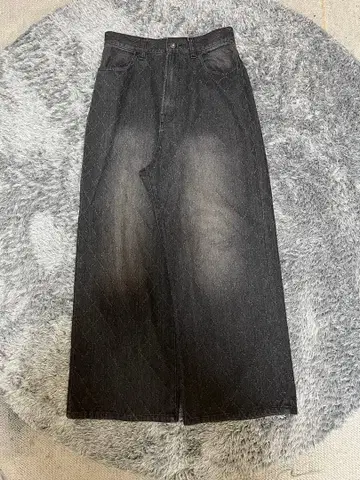 블랙 와이드 레그 데님