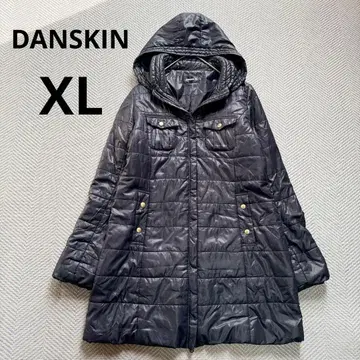 DANSKIN 충전솜 라이트 다운 코트 롱 후드 2way 네이비 XL