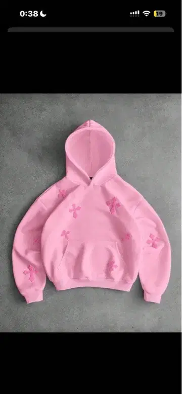 핑크 크로스 자수 후드티 짧은 기장 opium y2k archive