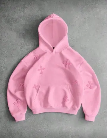 핑크 크로스 자수 후드티 짧은 기장 opium y2k archive