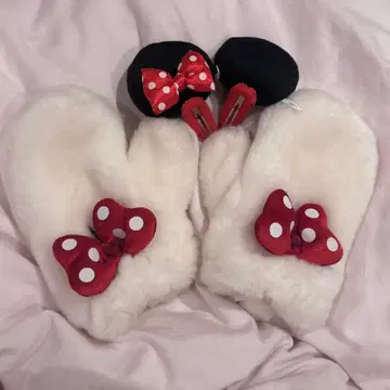 디즈니 미니 헤어핀 똑딱이 미니 장갑 어린이용