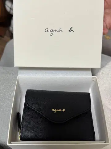 미사용품 agnes b. (아네스베) 가죽 3단 폴더형 지갑 블랙