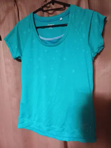 asics 아식스 터콰이즈 별 패턴 T셔츠 L