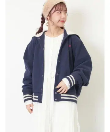 Samansa Mos2 세일러 카라 바시티 자켓