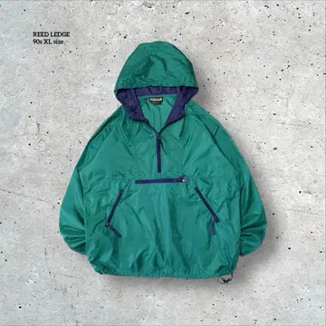 90s 구제 의류 나일론 아노락 후드티 그린 XL 드로 코드