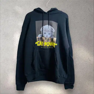 WCJ CAT POWER 후드 부착 후드티 블랙 맨투맨