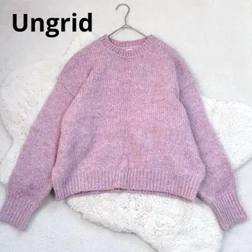 N27H Ungrid 믹스 니트 핑크 크루넥 루즈핏 스웨터