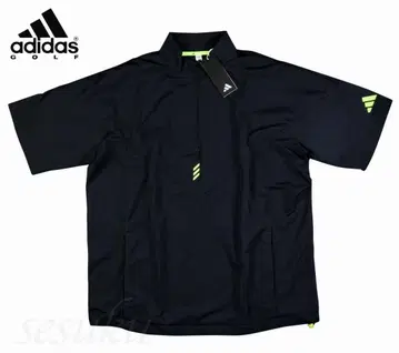 [ 2XL ] 아디다스 골프 방풍 메쉬 안감 반팔 하프 지퍼 자켓 블랙