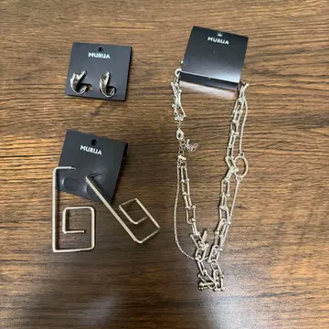 [미사용 새상품] MURUA 실버 액세서리 귀걸이&목걸이 3점 SET