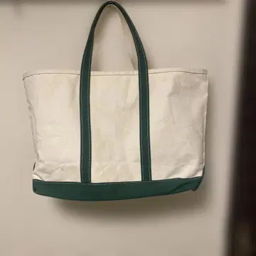 LL bean 캔버스제 화이트/그린 토트백