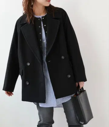 저널 스탠다드 리룸 비슈 울 숏 P 코트 블랙