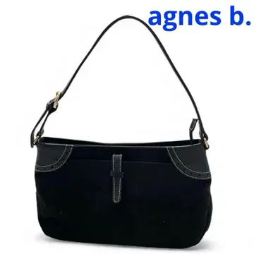 agnes b. 핸드백 블랙 캔버스 원숄더 숄더