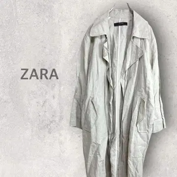 [ 자라 베이직 ] 스프링 코트 M 롱 코트 린넨 100% 슬릿