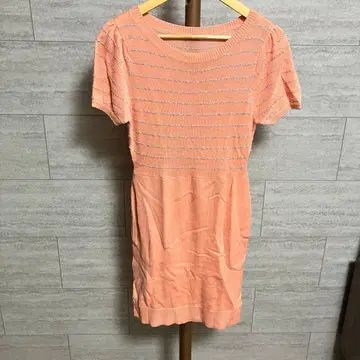 JILLSTUART 니트 원피스 FR 사이즈 라메 보더 핑크 계열