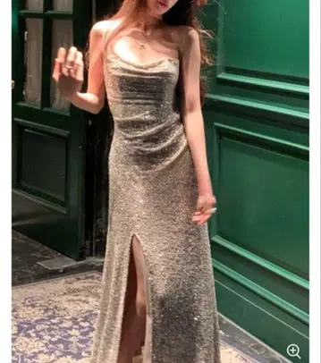 골드 라메 드레스