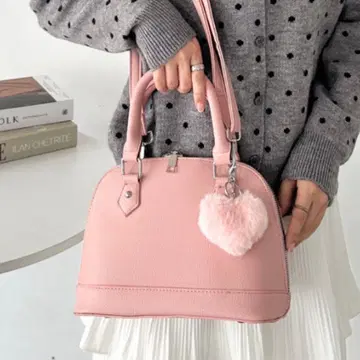 하트 참 포함 핑크 보스턴 백 숄더백