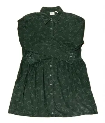 새상품급 엘엘빈 셔츠 원피스 코듀로이 올 패턴 다크 그린