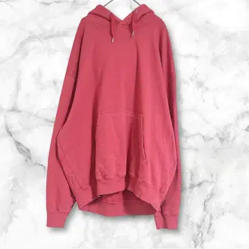 오버 사이즈 후드 부착 후드티 핑크 코튼 100% L 루즈핏